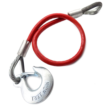 トレーラーのためのステンレス鋼の目のホックが付いている赤い安全鋼線ロープの吊り鎖