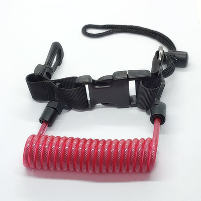 赤いコイル状 ケーブル用具の締縄のばね用具の旋回装置の締縄のテザーの落下阻止引き込み式用具の締縄