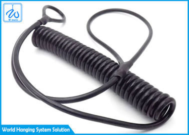黒い延長ばねの安全ケーブルの鋼鉄コイル用具の締縄の掛かるロープ
