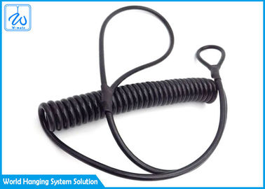 黒い延長ばねの安全ケーブルの鋼鉄コイル用具の締縄の掛かるロープ